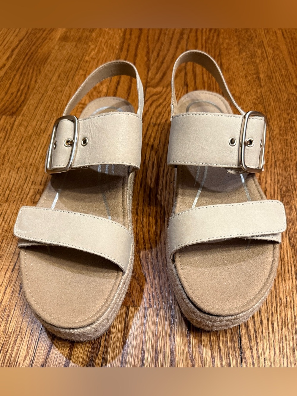 Aetrex Vania Cream Leather Platform Sandal